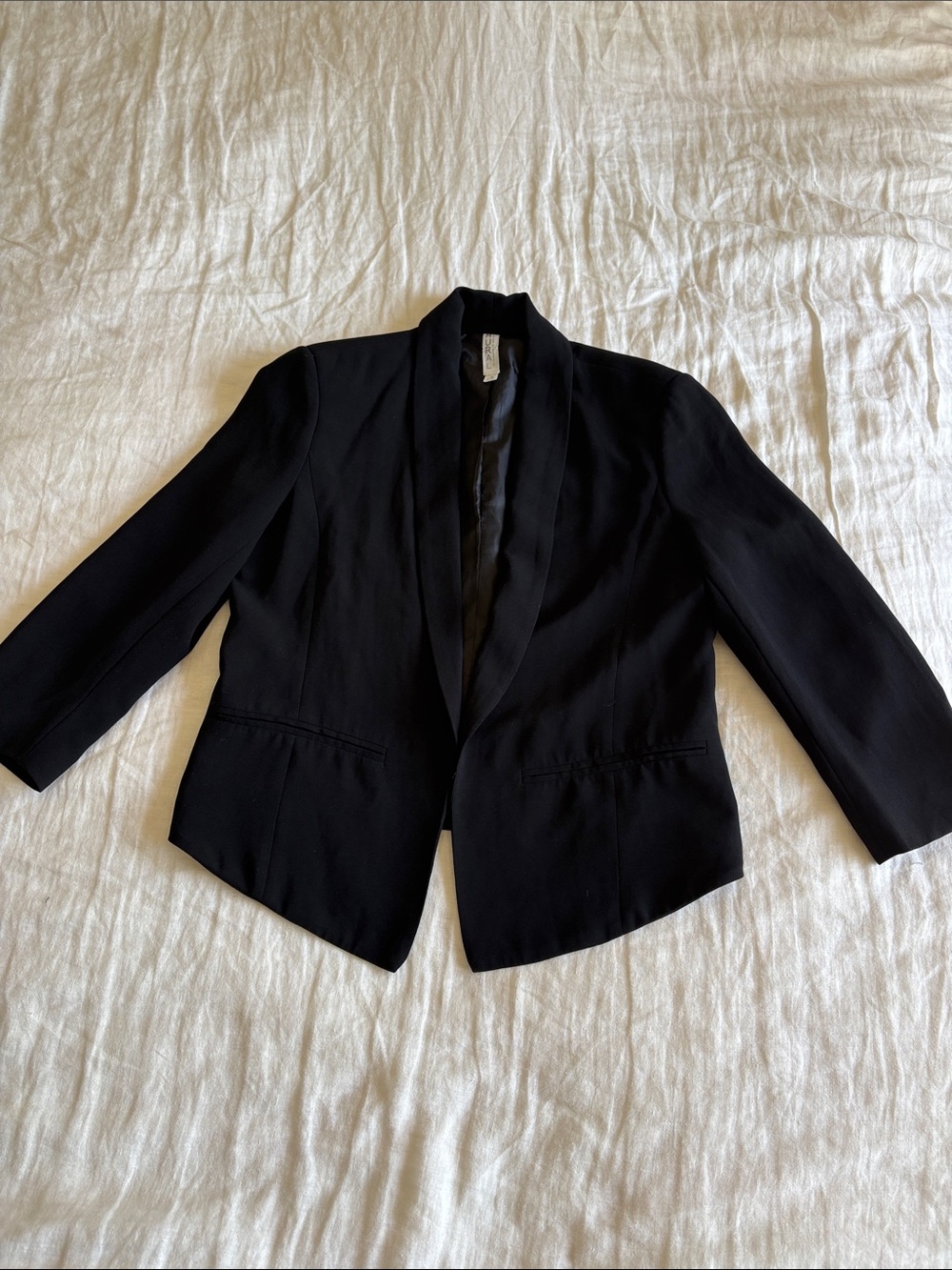 Mural Black Open-Front Women's Blazer
